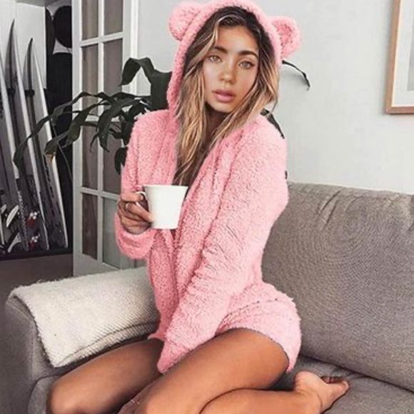 Fleecey Sherpa Ear Hooded Romper - new! ✨😍 - Picture 2 of 14